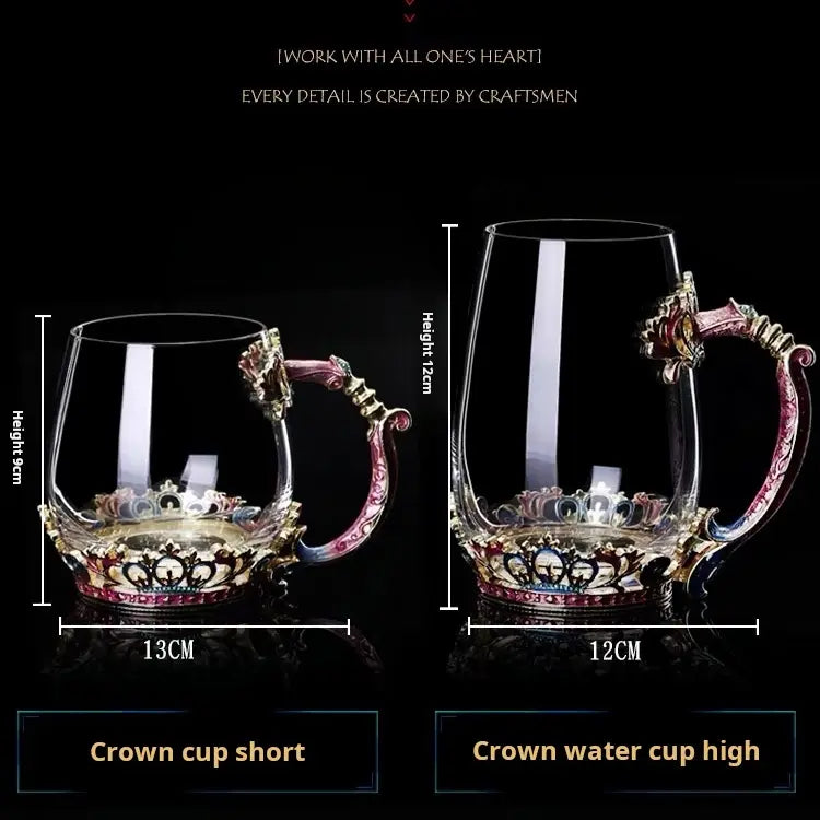 Handcrafted enamel flower tea glass cup set showing elegant tall mug and short mug design variants for premium gift ideas