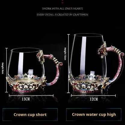Handcrafted enamel flower tea glass cup set showing elegant tall mug and short mug design variants for premium gift ideas