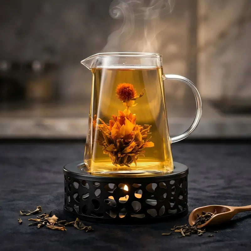 Luxury flowering tea gift box with clear glass cup, aesthetic birthday gifts for mom